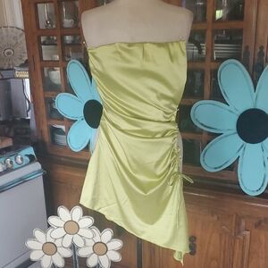 Green Strapless Ruched Bodycon Dress for Night Out